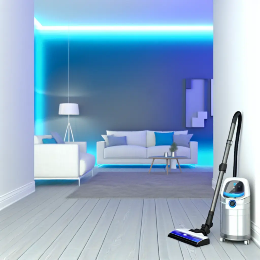 Nowoczesny odkurzacz i sprzęt do sprzątania w salonie