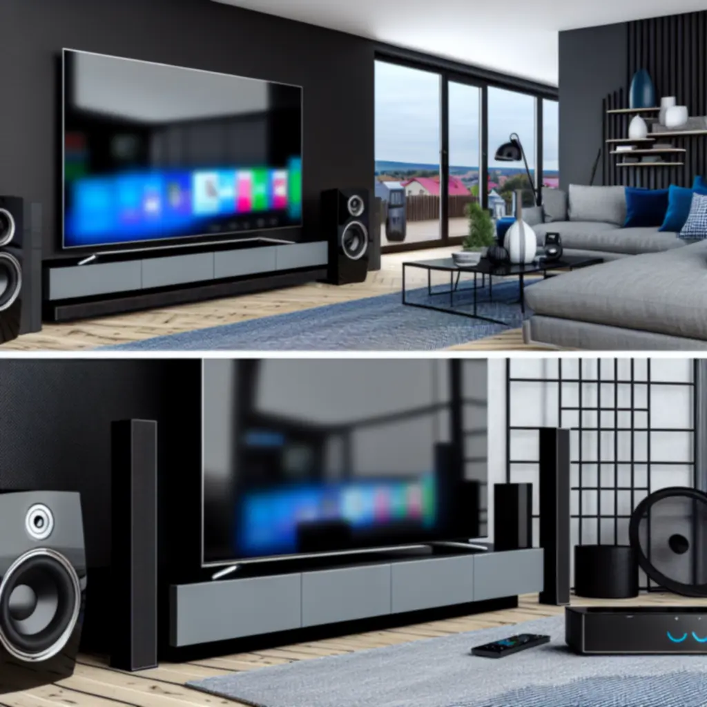 Nowoczesny salon w polskim mieszkaniu z telewizorem i sprzętem audio